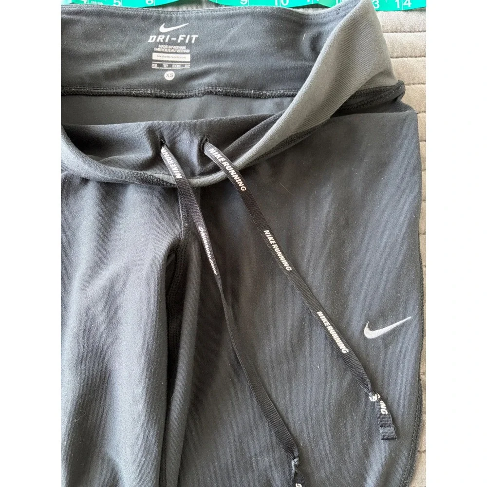 Nike Dri-FIT Running Leggings Womens XS Black Grey Crop Capri Reflective Pocket